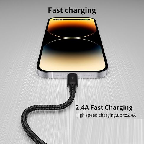 1.5ft USBC to Lightning Cable for iPhone, [MFi Certified] 3Pack Braided Short Type C to Lightning Cable PD Fast Charging 1.5FT USB C iPhone Charger Cord for iPhone 14/13/12/11Pro/X/XR/8/7/6s/Plus/iPad in Kuwait