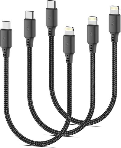 1.5ft USBC to Lightning Cable for iPhone, [MFi Certified] 3Pack Braided Short Type C to Lightning Cable PD Fast Charging 1.5FT USB C iPhone Charger Cord for iPhone 14/13/12/11Pro/X/XR/8/7/6s/Plus/iPad in Kuwait
