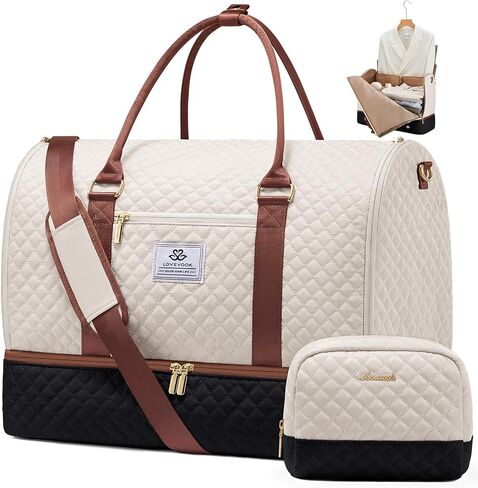 LOVEVOOK Convertible Garment Bag for Women with Shoe Pouch, Carry On Travel Duffel Bag with Toiletry Bag, 2 in 1 Hanging Suitcase Suit Bag, Waterproof Weekender Bag for Business Trip, Wedding, Black in Saudi Arabia