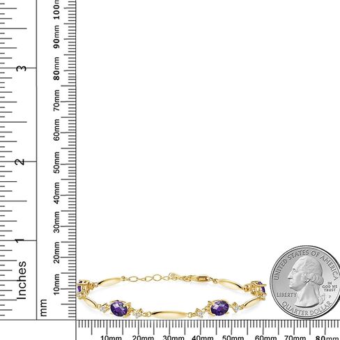 Gem Stone King 18K Yellow Gold Plated Silver Black Onyx and White Moissanite Tennis Bracelet For Women | 3.10 Cttw | Gemstone December Birthstone | Oval 7X5MM | 6 Inch + 1 Inch Extender in Saudi Arabia