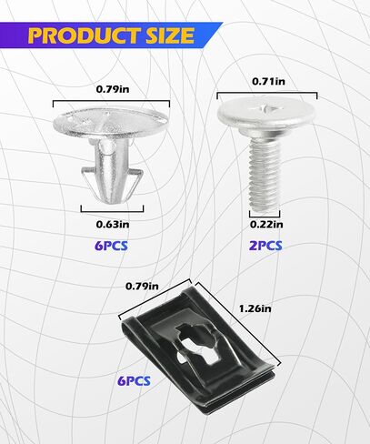 Engine Splash Shield Skid Plate Screws,Car Accessories Automotive Clips,Lower Cover Pin Screws and Clips,Car Engine Cover Pin Bolts Kit,Replacement 90674-TY2-A01 90105-TBA-A00 (14PCS) in Kuwait