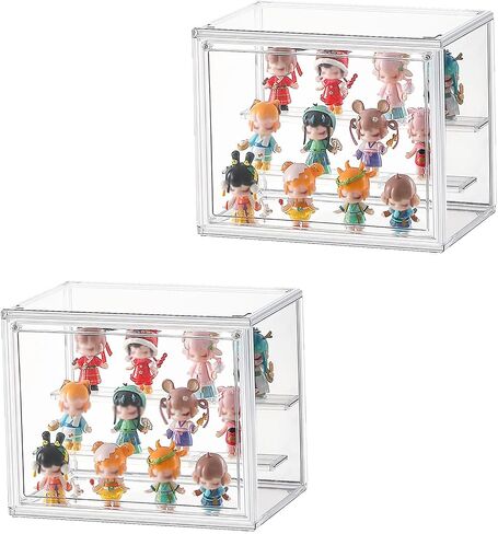 3 Tiers Clear Display Case Stand Box,for Doll Proof Suitable Collectibles Action Figures Minifigure,Acrylic Storage Organizers Box with Magnetic Door in Saudi Arabia