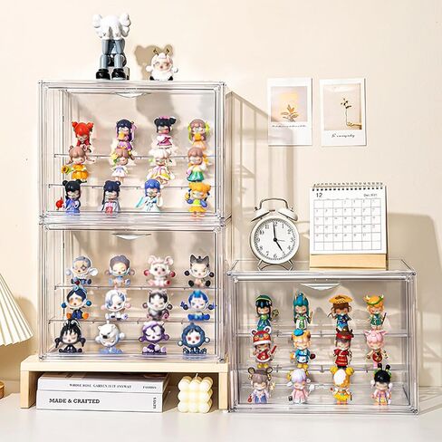3 Tiers Clear Display Case Stand Box,for Doll Proof Suitable Collectibles Action Figures Minifigure,Acrylic Storage Organizers Box with Magnetic Door in Saudi Arabia