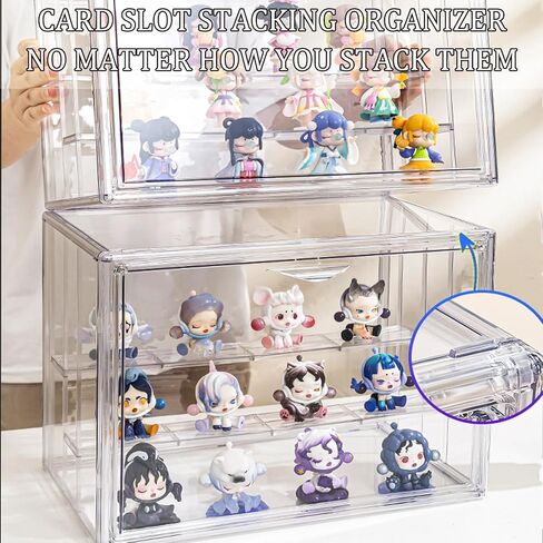 3 Tiers Clear Display Case Stand Box,for Doll Proof Suitable Collectibles Action Figures Minifigure,Acrylic Storage Organizers Box with Magnetic Door in Saudi Arabia