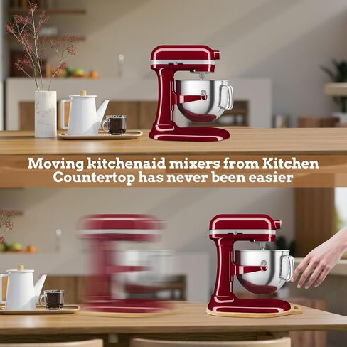 حصيرة منزلقة من الخيزران لخلاط أدوات المطبخ، وسادة حصيرة منزلقة لتحرك الخلاط متوافقة مع خلاط حامل رأس مائل 4.5-5 كيو تي، حصيرة منزلقة لأجهزة المطبخ، ملحقات خلاط مساعدات المطبخ، مع مقبض in Kuwait