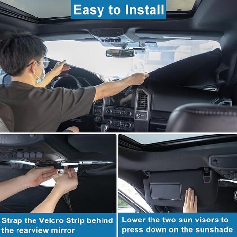 PIMCAR Windshield Sun Shade for 2023 2024 Honda Accord, 310T Reflective Polyester Front Window Sun Visor Blocks UV Rays Foldable Sunshade Honda Accord Accessories in Kuwait