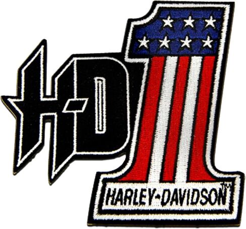 Harley-Davidson 4 in. المطرزة #1 RWB Logo H-D Elemblem Sew-On Patch-Black in Saudi Arabia