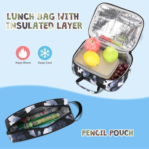 حقيبة ظهر كامو للأولاد ، أولاد الظهر تكتيكي الأطفال ، وأكياس المدارس للأطفال المراهقين المراهقين الأطفال الابتدائية في المدرسة الثانوية ، وحقيبة الكتب العسكرية وحالة قلم رصاص الغداء مع ميناء شحن USB in Kuwait