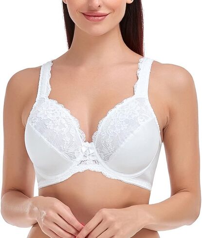 Women's Minimizer Bra Plus Size Full Coverage Underwire Unlined Lace Bras in Saudi Arabia