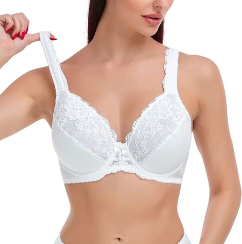 Women's Minimizer Bra Plus Size Full Coverage Underwire Unlined Lace Bras in Saudi Arabia