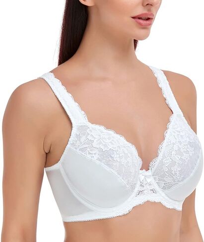 Women's Minimizer Bra Plus Size Full Coverage Underwire Unlined Lace Bras in Saudi Arabia