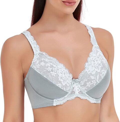 Women's Minimizer Bra Plus Size Full Coverage Underwire Unlined Lace Bras in Saudi Arabia