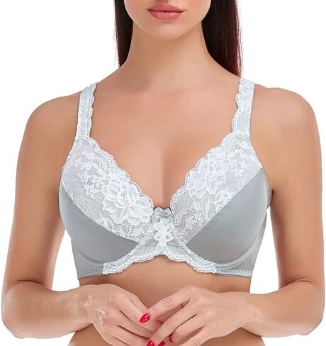 Women's Minimizer Bra Plus Size Full Coverage Underwire Unlined Lace Bras in Saudi Arabia