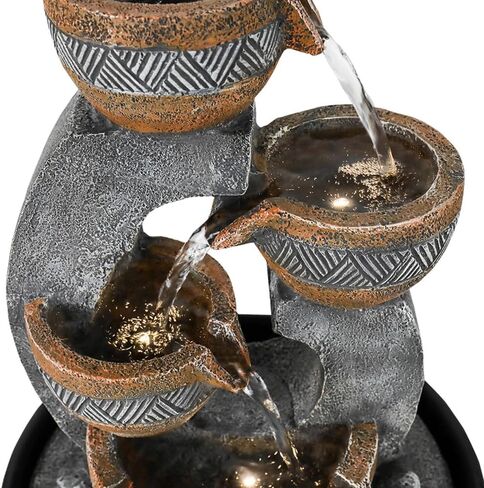 15.7''H Tabletop Water Fountain with LED Lights - Peaceful and Relaxing Water Sound - Small Desktop Waterfall Fountain for Home and Office Decoration in Saudi Arabia
