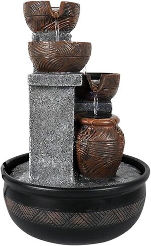 15.7''H Tabletop Water Fountain with LED Lights - Peaceful and Relaxing Water Sound - Small Desktop Waterfall Fountain for Home and Office Decoration in Saudi Arabia