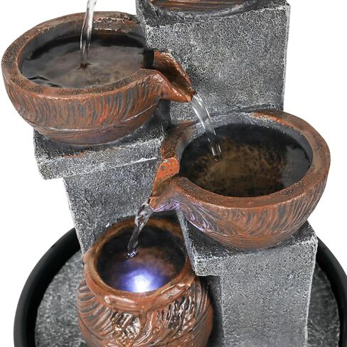 15.7''H Tabletop Water Fountain with LED Lights - Peaceful and Relaxing Water Sound - Small Desktop Waterfall Fountain for Home and Office Decoration in Saudi Arabia
