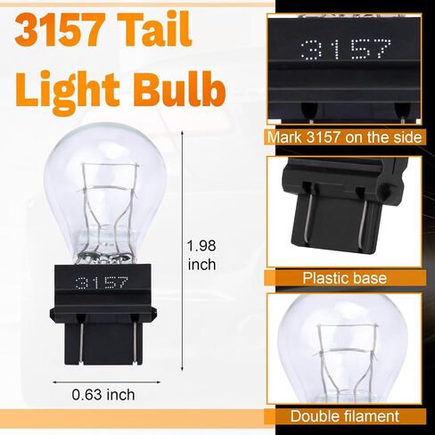 10 PCS 3157 Light Light Light ، مصباح مصغر مصباح للفرامل ، لمبة الإشارة المائية المقاومة للماء ، استبدال ضوء العلامة الجانبية للسيارات لسيارة شاحنة سيارات الدفع الرباعي (أبيض) in Saudi Arabia