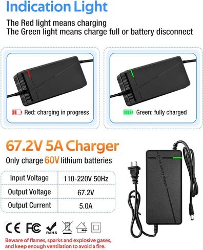 67.2V 5A شاحن مع 6 مقابس لمختلف بطاريات الليثيوم ، مثل جزازة العشب وبطاريات ليثيوم الكراسي المتحركة ، وما إلى ذلك (قابس 5A-6) in Saudi Arabia