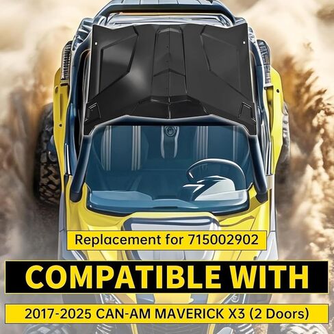 Kuafu Utv Sport Hard Roof Top 2 قطعة متوافقة مع Can Am Maverick X3 جميع النماذج المكونة من أبواب 2017-2025 X DS Turbo R بديلة لـ 715002902 ملحقات غطاء سقف Sun Visor (مسحوق الصلب) in Saudi Arabia