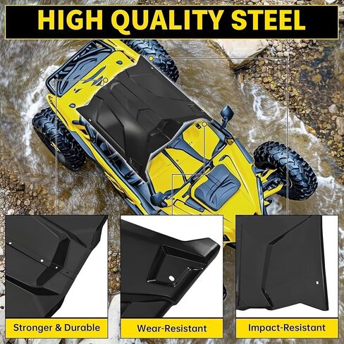 Kuafu Utv Sport Hard Roof Top 2 قطعة متوافقة مع Can Am Maverick X3 جميع النماذج المكونة من أبواب 2017-2025 X DS Turbo R بديلة لـ 715002902 ملحقات غطاء سقف Sun Visor (مسحوق الصلب) in Saudi Arabia