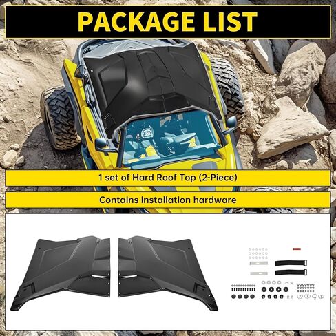 Kuafu Utv Sport Hard Roof Top 2 قطعة متوافقة مع Can Am Maverick X3 جميع النماذج المكونة من أبواب 2017-2025 X DS Turbo R بديلة لـ 715002902 ملحقات غطاء سقف Sun Visor (مسحوق الصلب) in Saudi Arabia