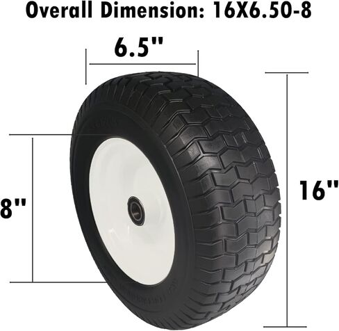16 × 6.50-8 "إطار وعجلة مجانية مسطحة ، 1" حجم المحور ، 3 "محور مركز لصفرة الجزور جزازة العجلة معدات جرار الزراعة ، مجموعة من 2 in Kuwait
