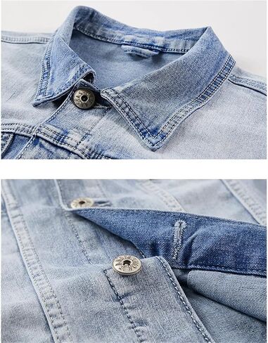 Generic Men's Sets Blue Jean Jackets Suits Multi Pockets Loose Casual Cotton Vintage Street Denim Jacket+Pants For Men in Saudi Arabia