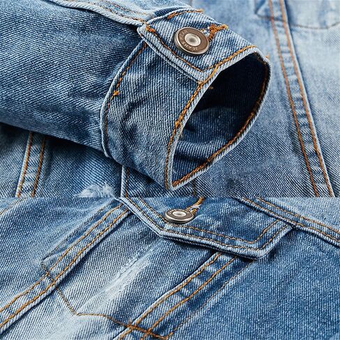 Generic Couple Denim Suit Spring Autumn Fashion Casual Ripped Hole Long Sleeve Denim Jacket + Jeans 2 Piece Set … in Saudi Arabia