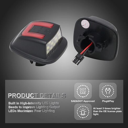 LED Rear License Plate Lights Replacement for Silverado Sierra 1500/2500/3500 1999-2013, Yukon/Yukon XL Tahoe Suburban Avalanche Traverse Escalade, Number Bumper Tag Lamp, Clear Lens in Kuwait