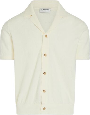 Club Monaco Men's Short Sleeve Boucle Camp Collar Sweater in Kuwait