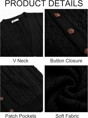 Runcati Mens Cardigan Sweater Casual Cable Knitted V Neck Button Down Winter Chunky Sweaters in Saudi Arabia