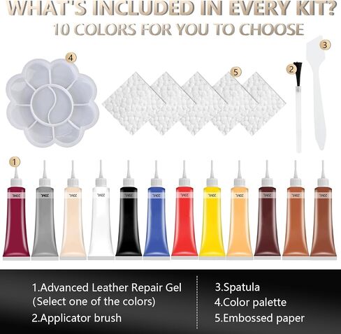 New Advanced Leather Repair Gel, 2025 Upgrade Leather Repair Kit for Car Seat Vinyl Repair Kit, Professional Leather Repair Coloured Cream Gel, Multifunctional Couch and Jacket Repair Kit (Black) in Saudi Arabia
