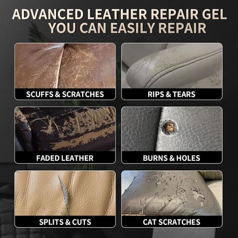 New Advanced Leather Repair Gel, 2025 Upgrade Leather Repair Kit for Car Seat Vinyl Repair Kit, Professional Leather Repair Coloured Cream Gel, Multifunctional Couch and Jacket Repair Kit (Black) in Saudi Arabia