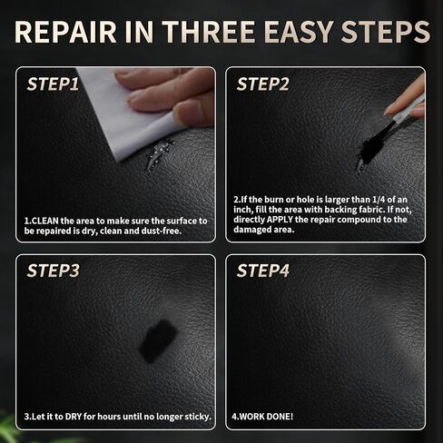 New Advanced Leather Repair Gel, 2025 Upgrade Leather Repair Kit for Car Seat Vinyl Repair Kit, Professional Leather Repair Coloured Cream Gel, Multifunctional Couch and Jacket Repair Kit (Black) in Saudi Arabia