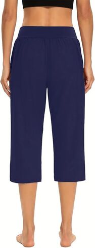 Capri Pants for Women Loose Yoga Leggings Summer Casual High Waist Capris Stretch Cropped Pant with Pocket in Saudi Arabia