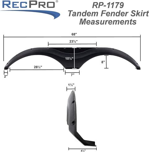 RecPro RV Tandem Fender Skirt | Sleek Style | Plastic Trim Moulding | Black (1) in Saudi Arabia