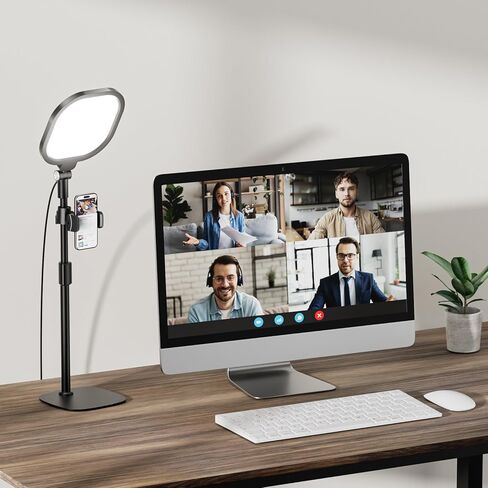 Video Conference Light for Zoom Meeting, Desk Light with Stand and Phone Holder, Laptop Light for Webcam Lighting/Video Calls Working from Home in Kuwait