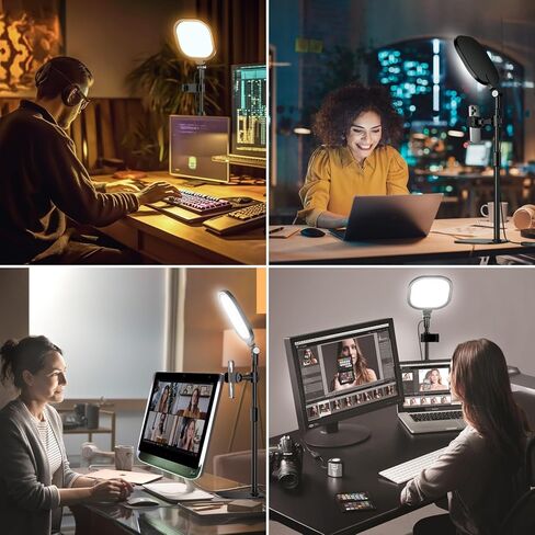 Video Conference Light for Zoom Meeting, Desk Light with Stand and Phone Holder, Laptop Light for Webcam Lighting/Video Calls Working from Home in Kuwait