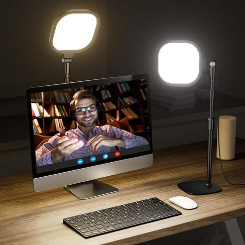 Video Conference Light for Zoom Meeting, Desk Light with Stand and Phone Holder, Laptop Light for Webcam Lighting/Video Calls Working from Home in Kuwait