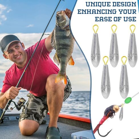 24 Pcs Drop Shot Fishing Weights Kit Freshwater Catfishing Fishing Sinker Bass Casting Removable Fishing Line Weights Saltwater Streamlined Snap Weight for Trolling Surf Tackle in Kuwait