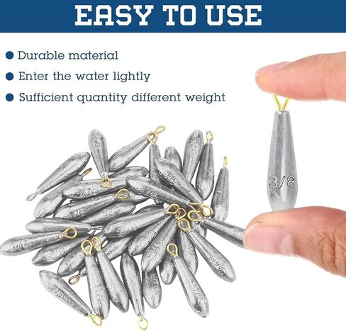 24 Pcs Drop Shot Fishing Weights Kit Freshwater Catfishing Fishing Sinker Bass Casting Removable Fishing Line Weights Saltwater Streamlined Snap Weight for Trolling Surf Tackle in Kuwait