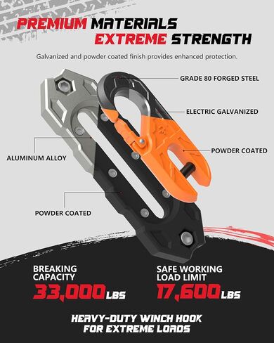 Towing Winch Fairleads with Tow Hook, Upgrade Al Hawse Fairlead with G80 Heavy Duty Forged Steel Winch Hook for Electric Winch, 33000lb Break Strength, for Synthetic Rope Recorvery, BlackBlack in Saudi Arabia
