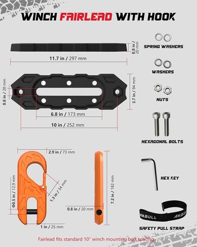 Towing Winch Fairleads with Tow Hook, Upgrade Al Hawse Fairlead with G80 Heavy Duty Forged Steel Winch Hook for Electric Winch, 33000lb Break Strength, for Synthetic Rope Recorvery, BlackBlack in Saudi Arabia