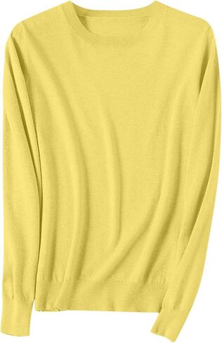 Knitting Cotton Sweaters for Women Crewneck Solid Color Long Sleeve Pullover 2025 Casual Slim Sweater Tops in Saudi Arabia