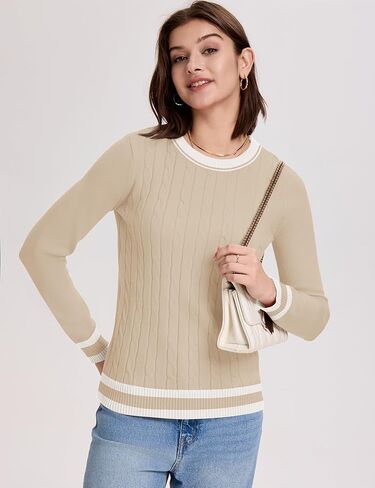 Rapbin Women Cable Sweater Sweater Long Sleeve Pullover Tops Lightweight Ladies Disual Business Disual Endery Edfits 2025 in Kuwait