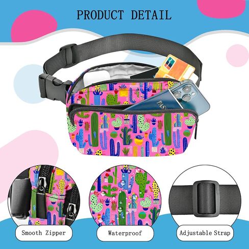 Cactus Fanny Pack for Women Casual Belt Bag Fashion Waist Pack with Adjustable Strap Traveling in Saudi Arabia