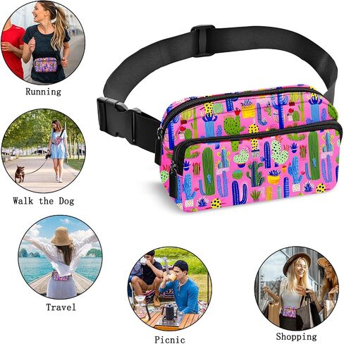 Cactus Fanny Pack for Women Casual Belt Bag Fashion Waist Pack with Adjustable Strap Traveling in Saudi Arabia