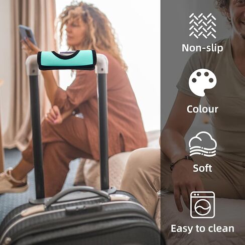 4 Pack Luggage Handle Covers Multicolors - Neoprene Grip Protector with Hollow Design, Suitcase Handle Wrap for Travel, Cruise, Airplane - Durable & Comfortable Tag Identifier Accessories in Saudi Arabia