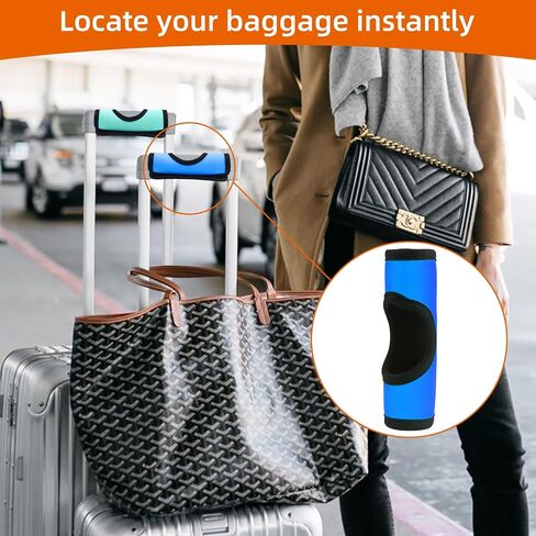 4 Pack Luggage Handle Covers Multicolors - Neoprene Grip Protector with Hollow Design, Suitcase Handle Wrap for Travel, Cruise, Airplane - Durable & Comfortable Tag Identifier Accessories in Saudi Arabia