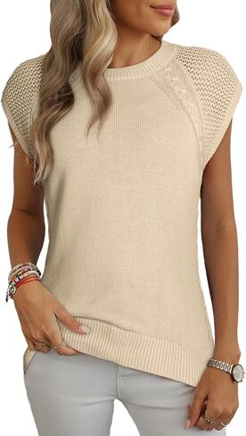 Dokotoo Sweaters for Women Round Neck Cable Knit Womens Vest Cap Sleeve Sweater Vest Knit Fashion Clothing 2025 in Saudi Arabia